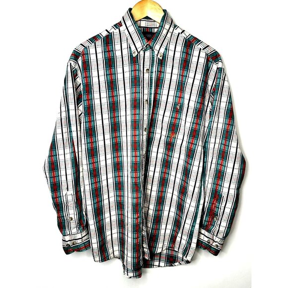 Twenty X By Wrangler Mens Shirt Vintage 90s Western Button Down Plaid Size Large - Picture 1 of 13